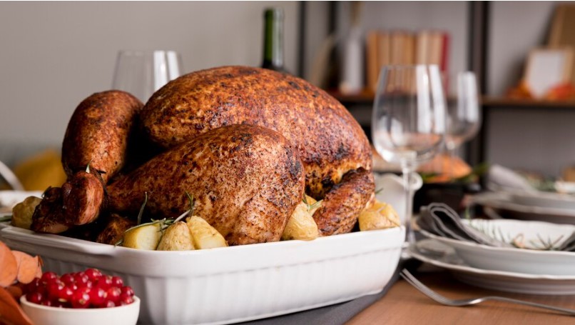 Roasted turkey served with other dishes