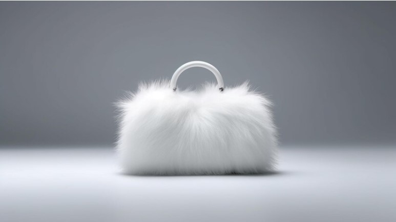 A rabbit fur handbag