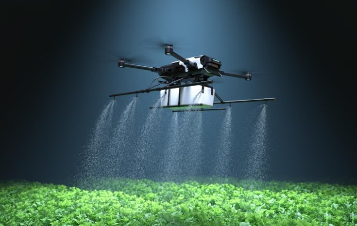 Drone spraying fertilizer