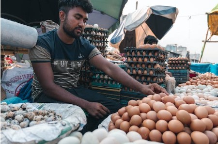 A local trader selling eggs