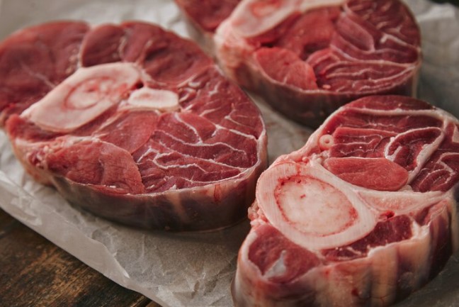 Fresh raw meat steaks with bones