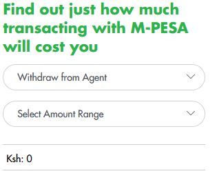 current MPESA withdrawal charges