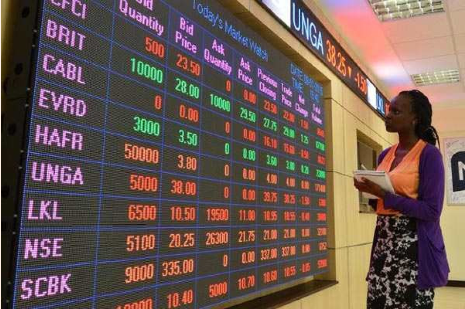 A lady noting stock performances down