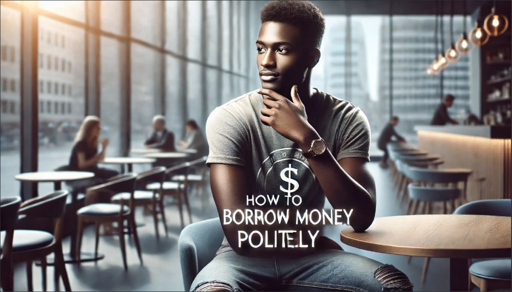 An image of a young man with the caption how to borrow money