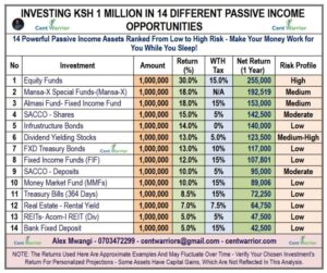 Investing Ksh 1 MILLION in Different Passive Income Opportunities — Which One Is the Best