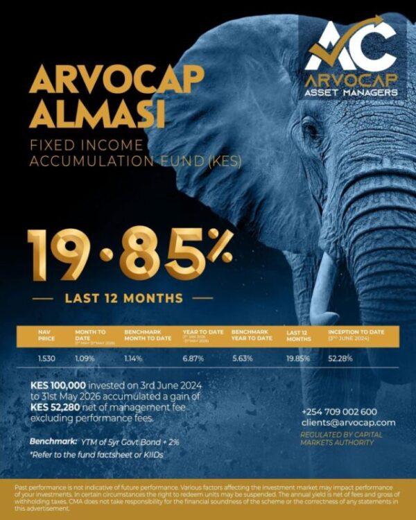 19.85% Arvocap Almasi Fund – The Best Fixed Income Fund in Kenya
